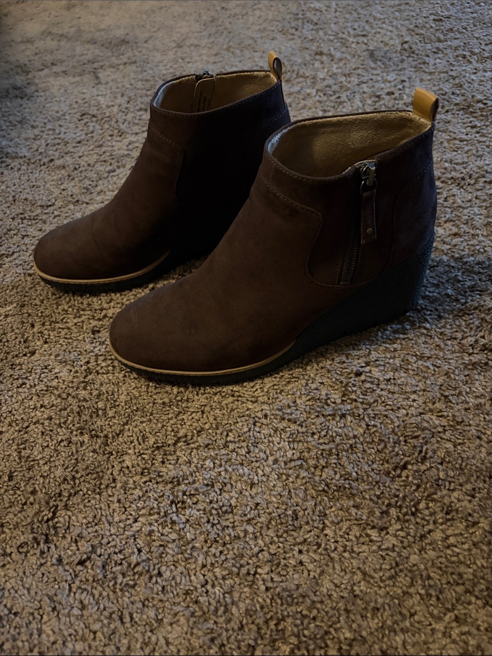Dr. Scholl's Dark Brown Suede Wedge Ankle Boots